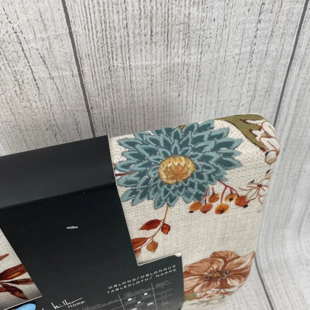 Nicole Miller Tablecloth 60x144 Cream Floral Bird Oblong Autumn Fall Harvest